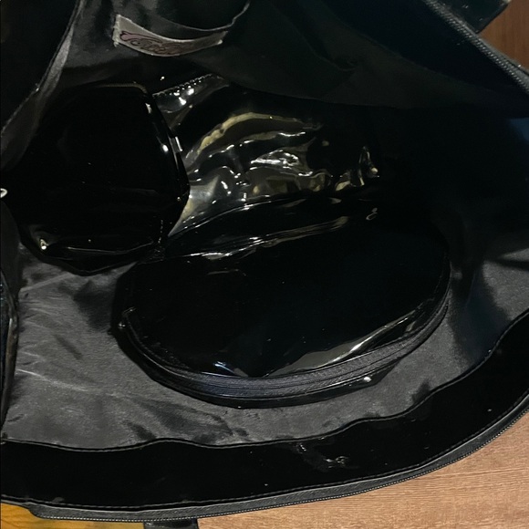 Far Nine Black Rhinestone & Studs Tote Bag w/ Built in Working Clock - Picture 4 of 10